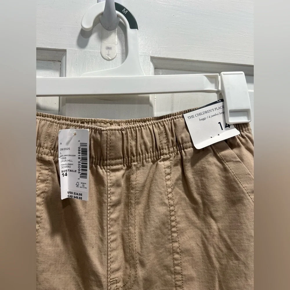 CHILDREN'S PLACE NWT Ripstop Baggy Loose Fit Mid Rise Pull On Cargo Pants Sz 14